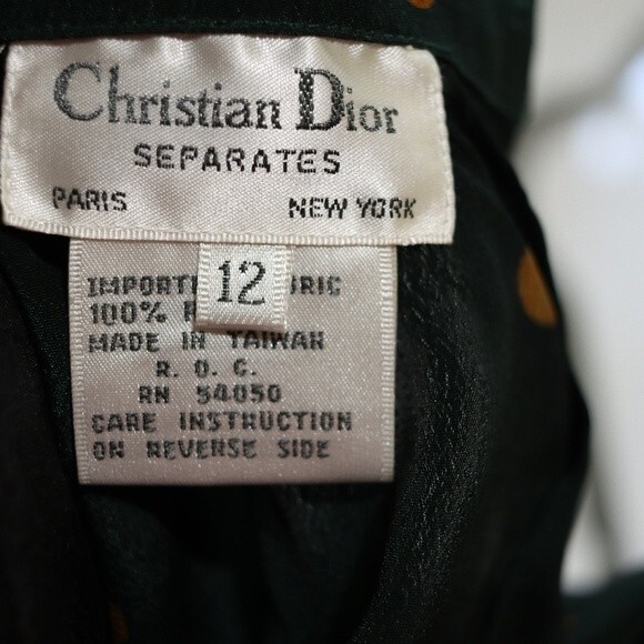 Christian Dior SEPARATES Vintage Bottle Green Orange Polka Dot Cambridge Top 12 - Picture 8 of 14